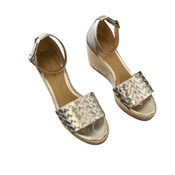 Talbots Saylor Woven Metallic Leather Espadrille Wedge Sandals Size 9M - Picture 4 of 7
